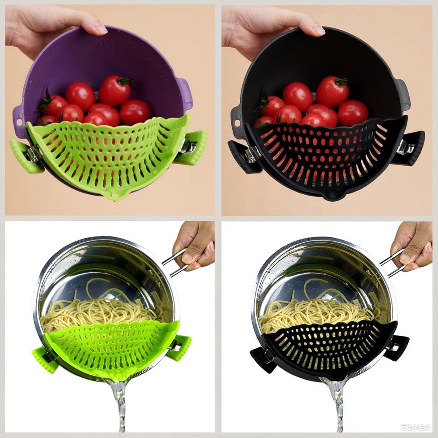 Colador de Silicona Clip en XiangLongRui - 2 Piezas Verde y Negro