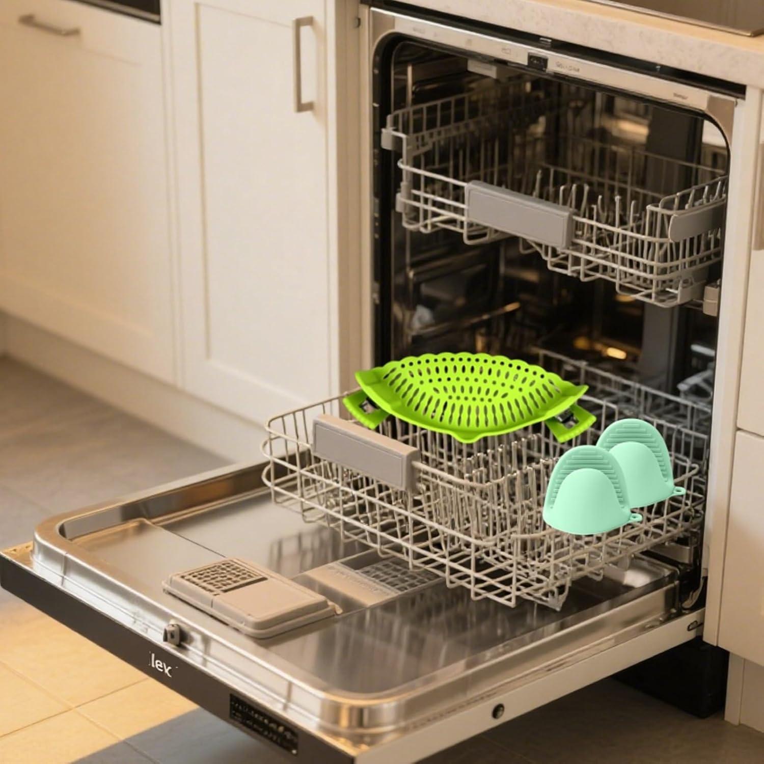 Colador de Silicona Clip en XiangLongRui - 2 Piezas Verde y Negro