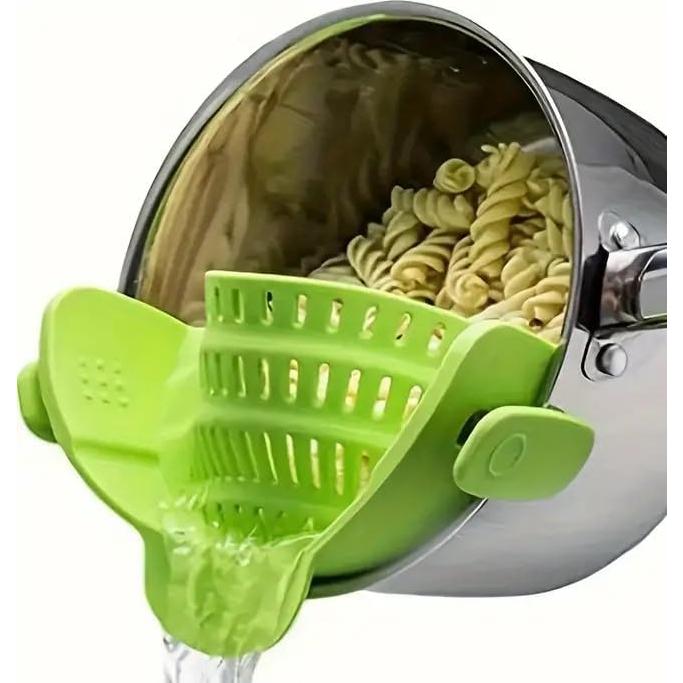 Colador Clip-On de Silicona Verde Universal para Cocina
