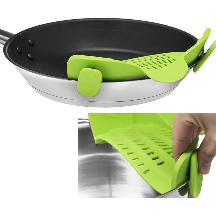 Colador Clip-On de Silicona Verde Universal para Cocina