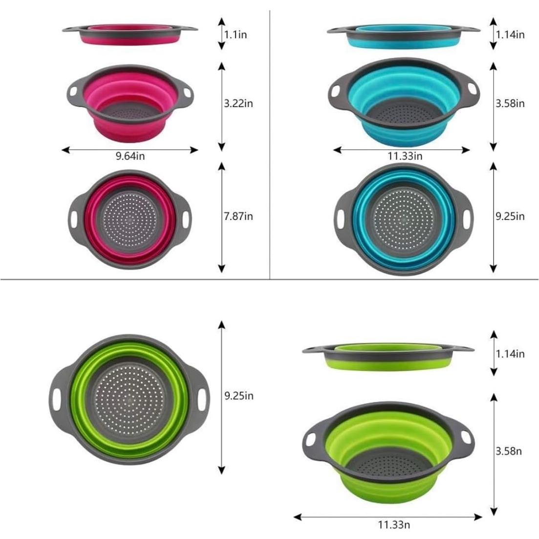 Juego de 3 Coladores Plegables Niklye de Silicona 25 y 30 cm