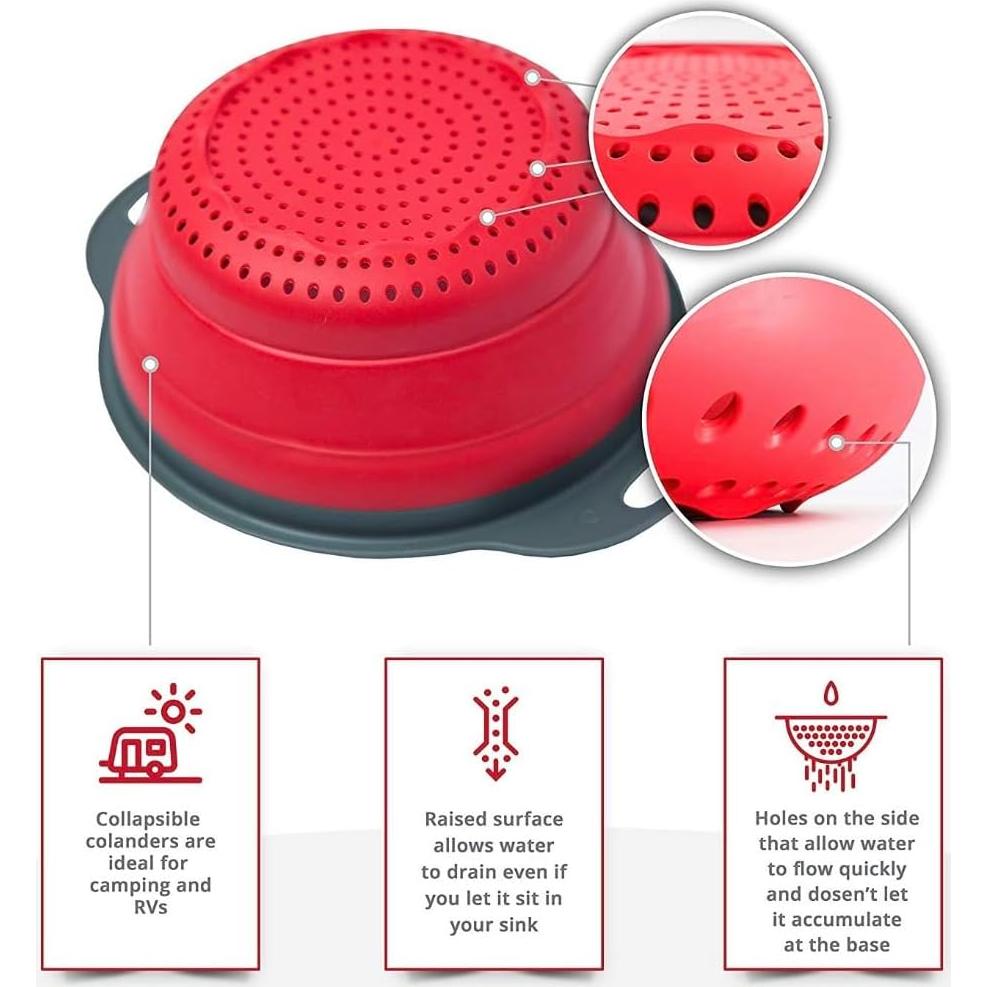 Juego de 3 Coladores Plegables Niklye de Silicona 25 y 30 cm