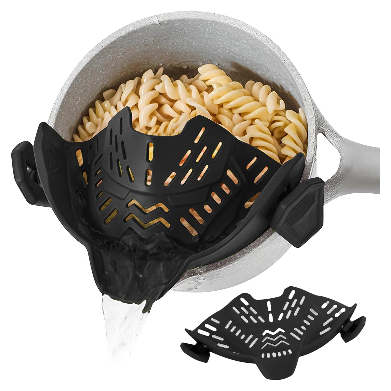 Colador de Olla para Pasta SAMUSAI de Acero Inoxidable Negro