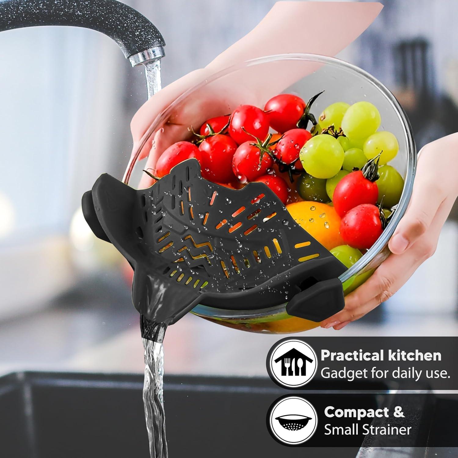 Colador de Olla para Pasta SAMUSAI de Acero Inoxidable Negro