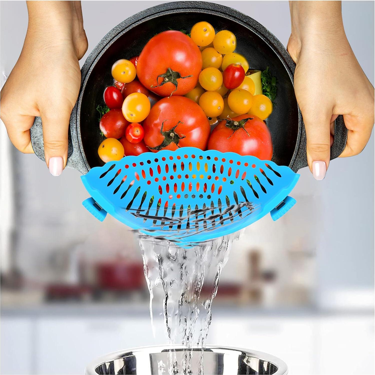 Colador de Silicona Clip Genérico 23x8 cm Azul - Drenaje Fácil