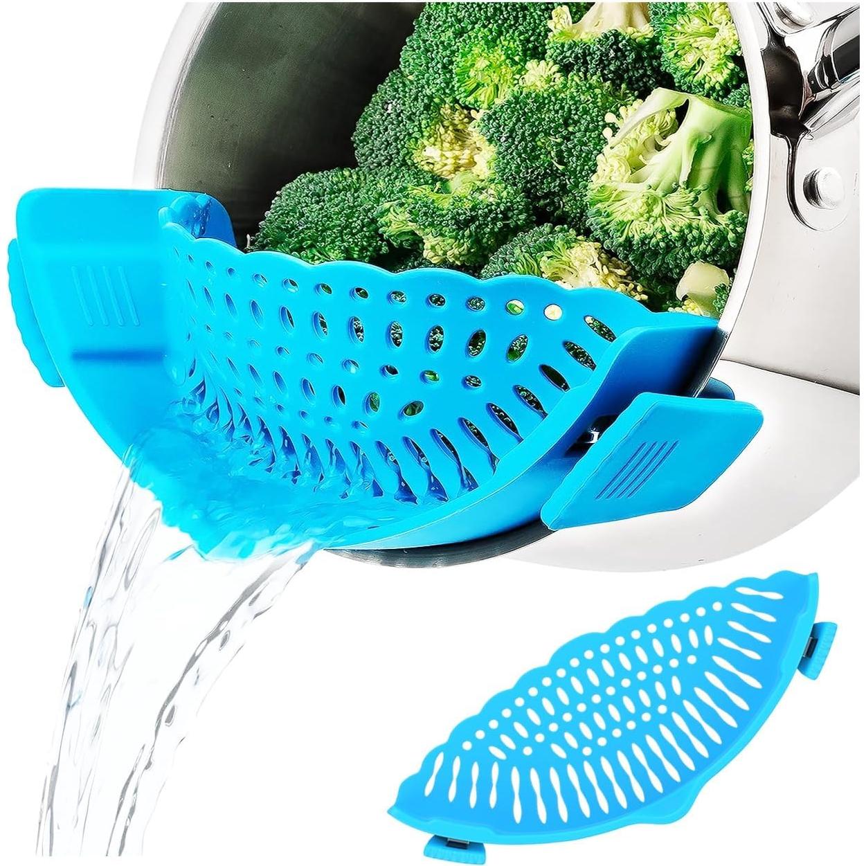 Colador de Silicona Clip Genérico 23x8 cm Azul - Drenaje Fácil