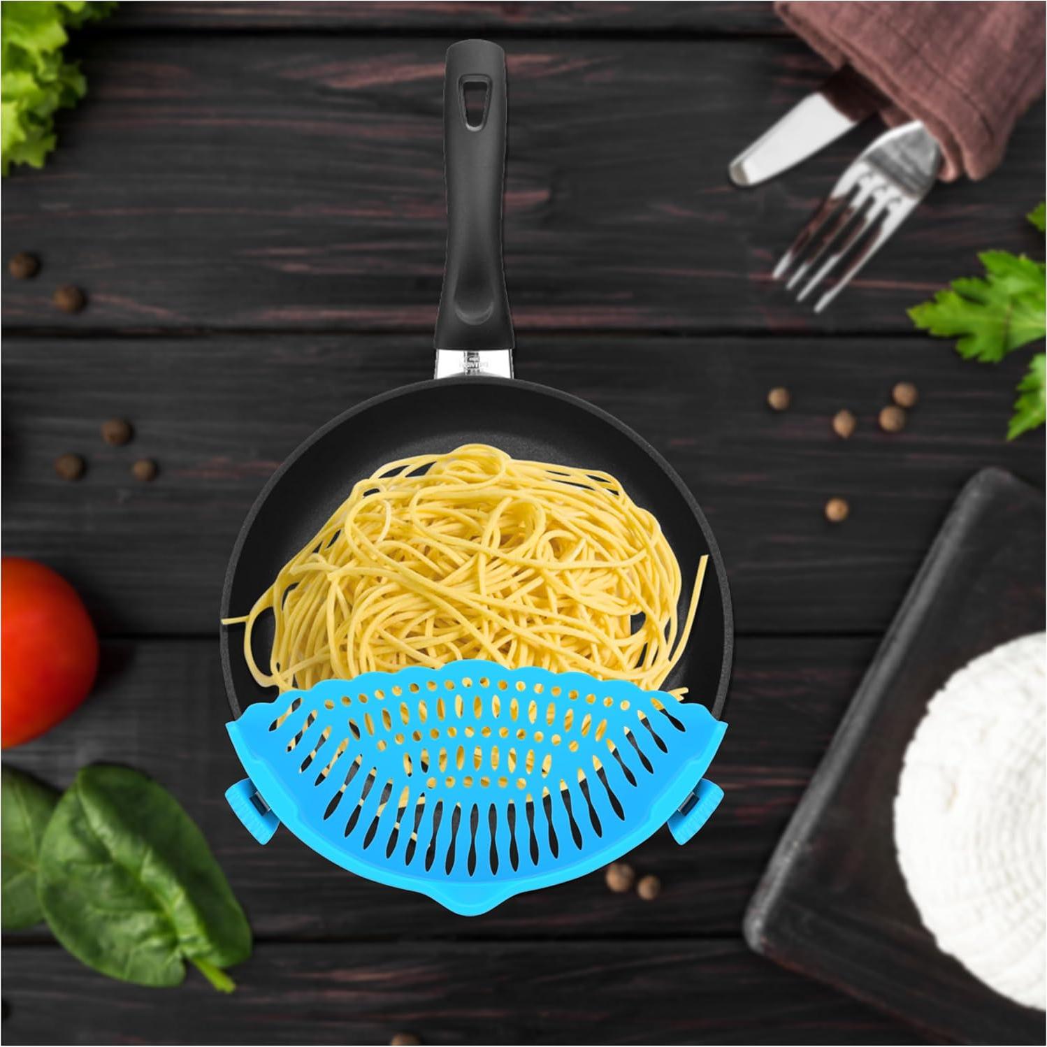 Colador de Silicona Clip Genérico 23x8 cm Azul - Drenaje Fácil