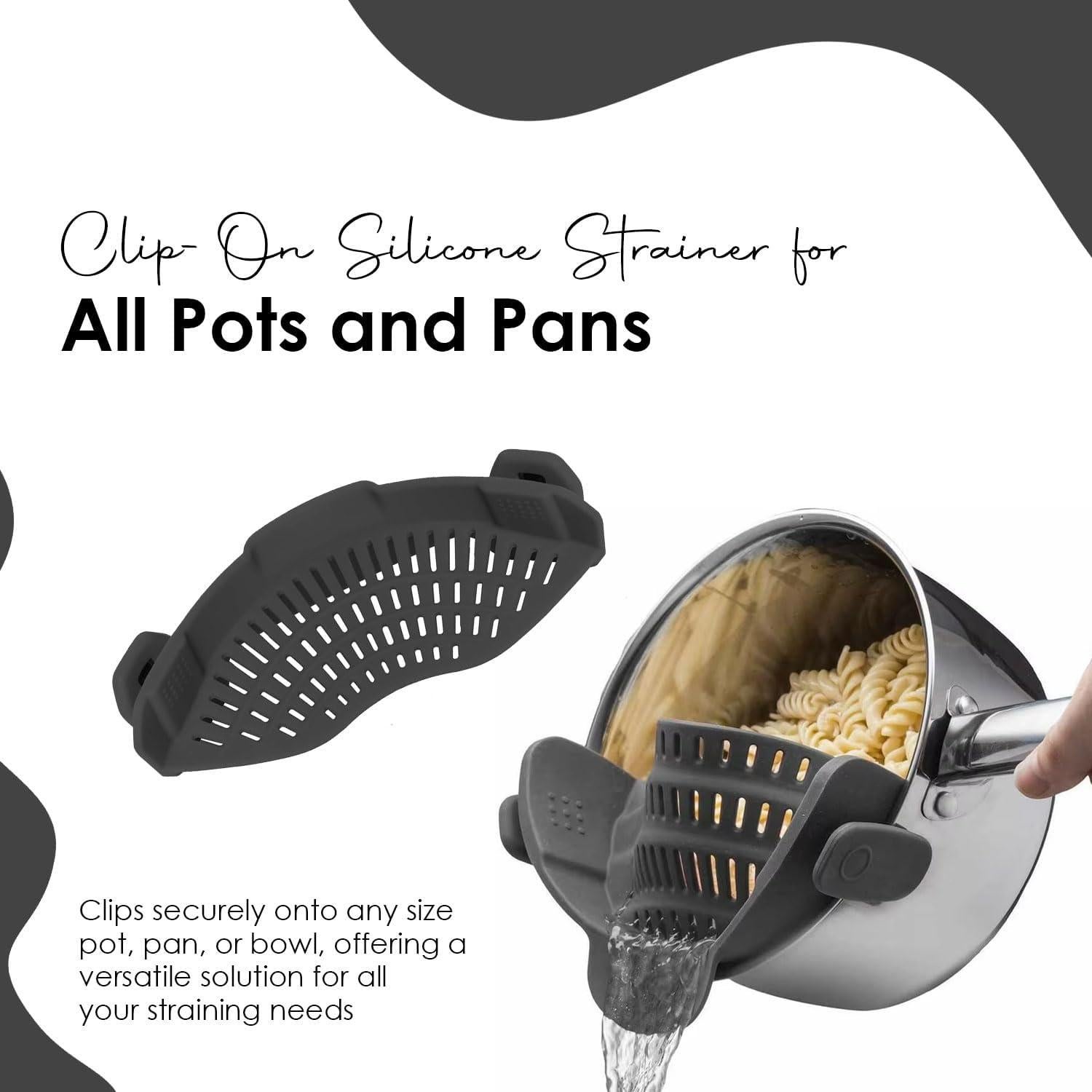 Colador de Silicona Clip On Genérico 22.4 cm Gris