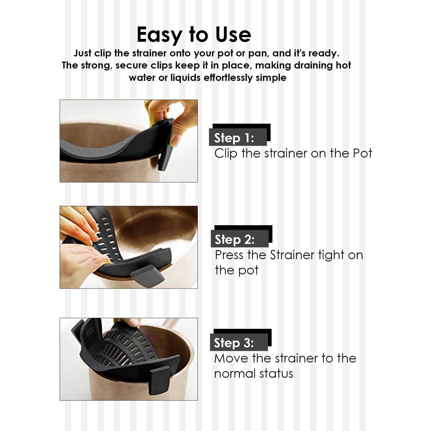 Colador de Silicona Clip On Genérico 22.4 cm Gris