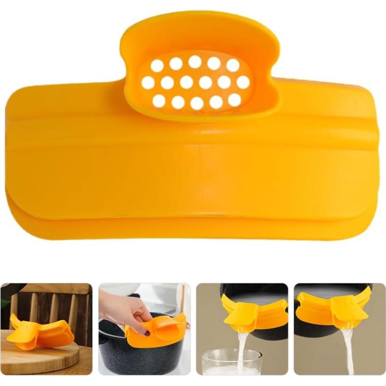Colador de Silicona Cabilock Antiderrame Amarillo 12.99x6.99cm