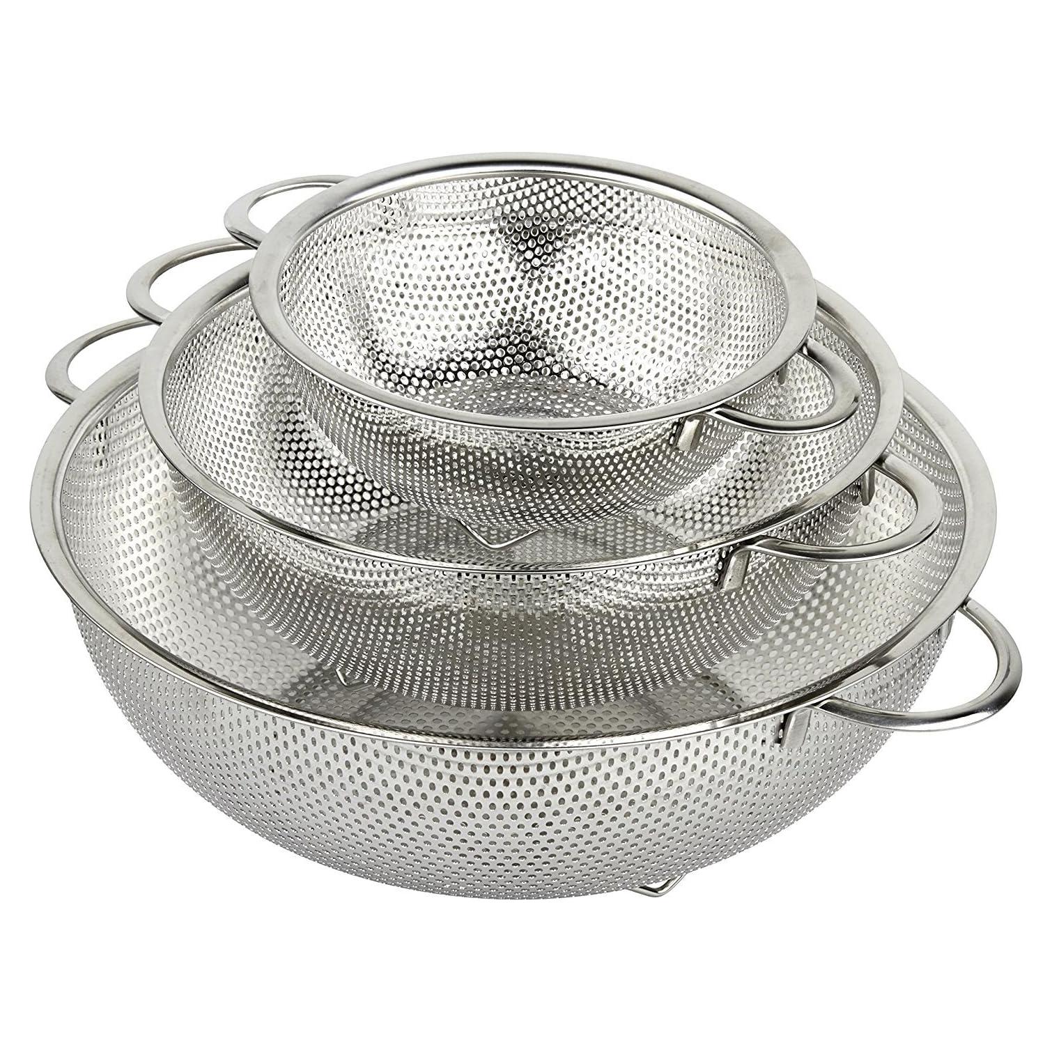 Juego de Coladores de Acero Inoxidable HÖLM - 3 Piezas (1L, 2.5L, 4.5L)