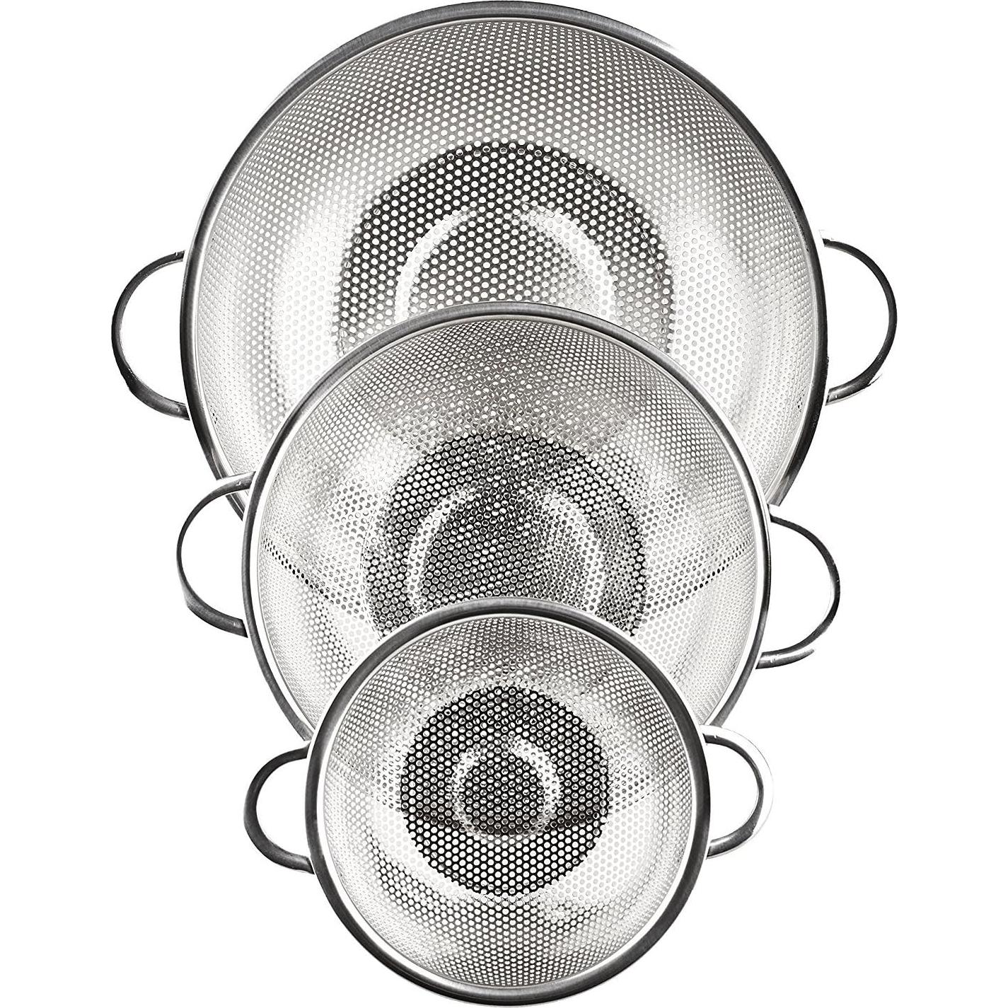 Juego de Coladores de Acero Inoxidable HÖLM - 3 Piezas (1L, 2.5L, 4.5L)