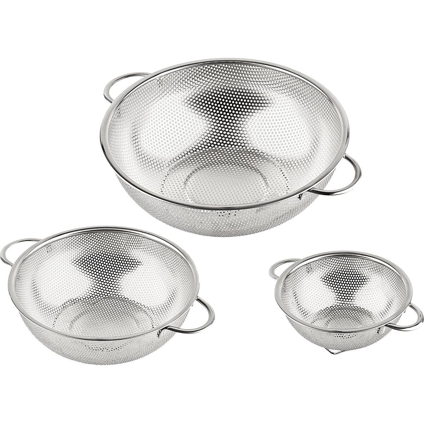 Juego de Coladores de Acero Inoxidable HÖLM - 3 Piezas (1L, 2.5L, 4.5L)