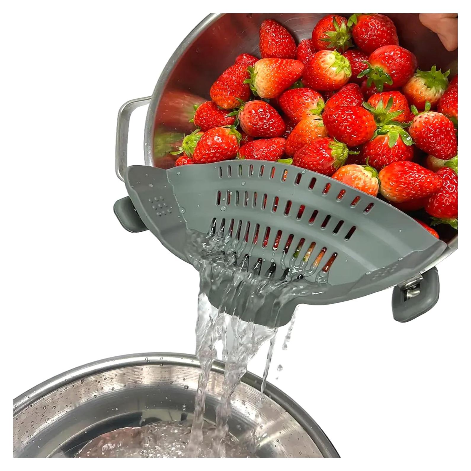 Colador Flexible de Silicona MOSOLE Clip On 25.4x12.7cm Gris