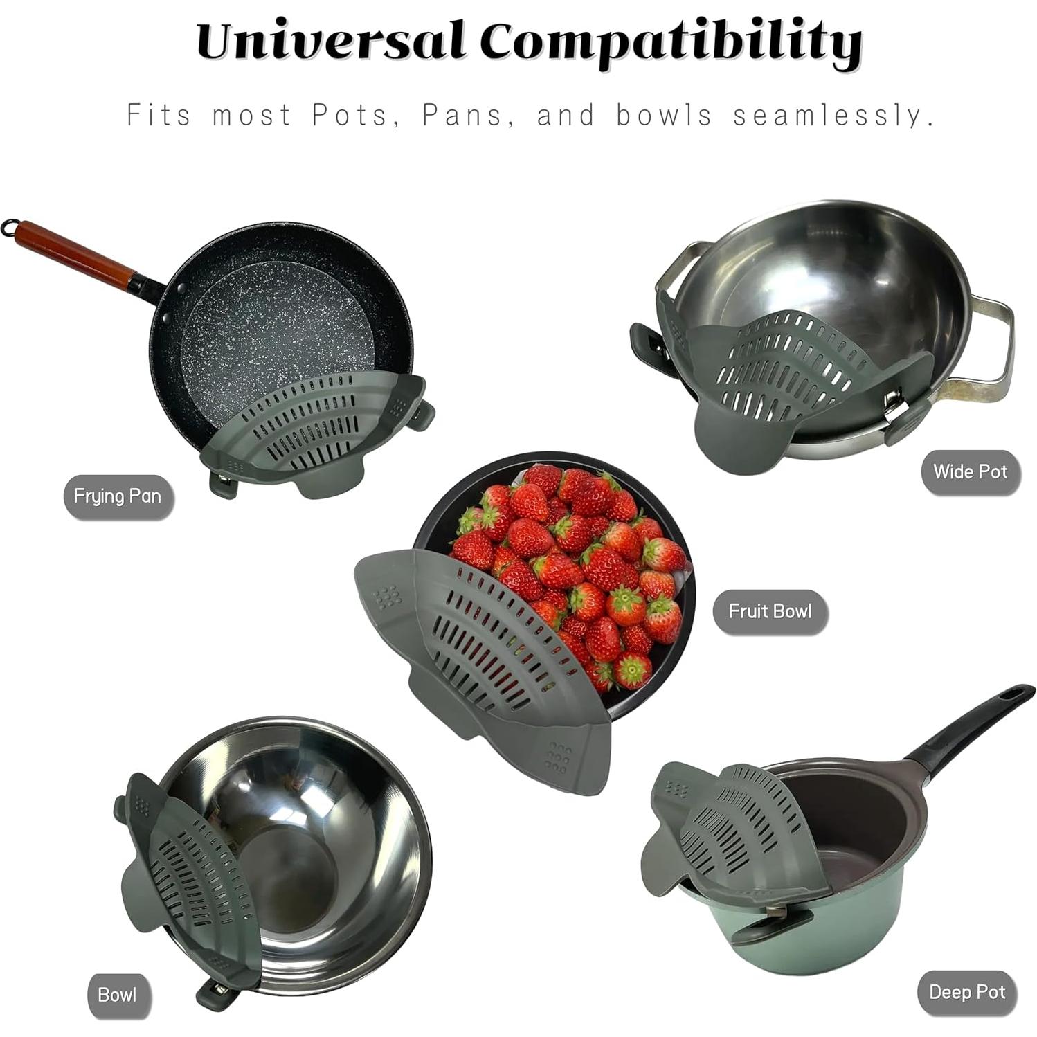 Colador Flexible de Silicona MOSOLE Clip On 25.4x12.7cm Gris