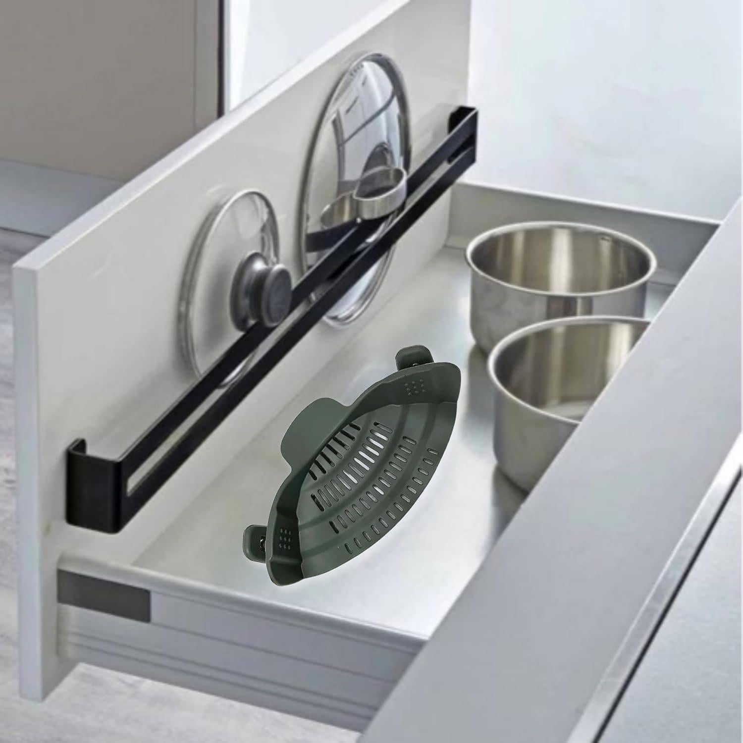 Colador Flexible de Silicona MOSOLE Clip On 25.4x12.7cm Gris