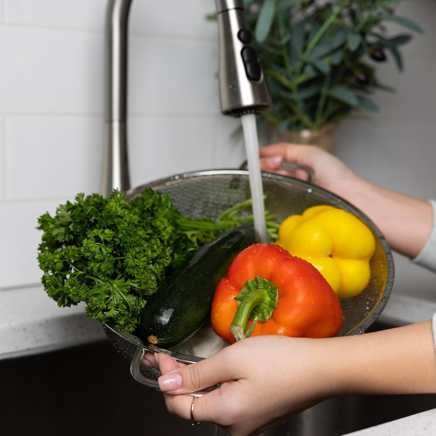 Colador Grande de Acero Inoxidable Fox Run 5 Cuartos 28 cm