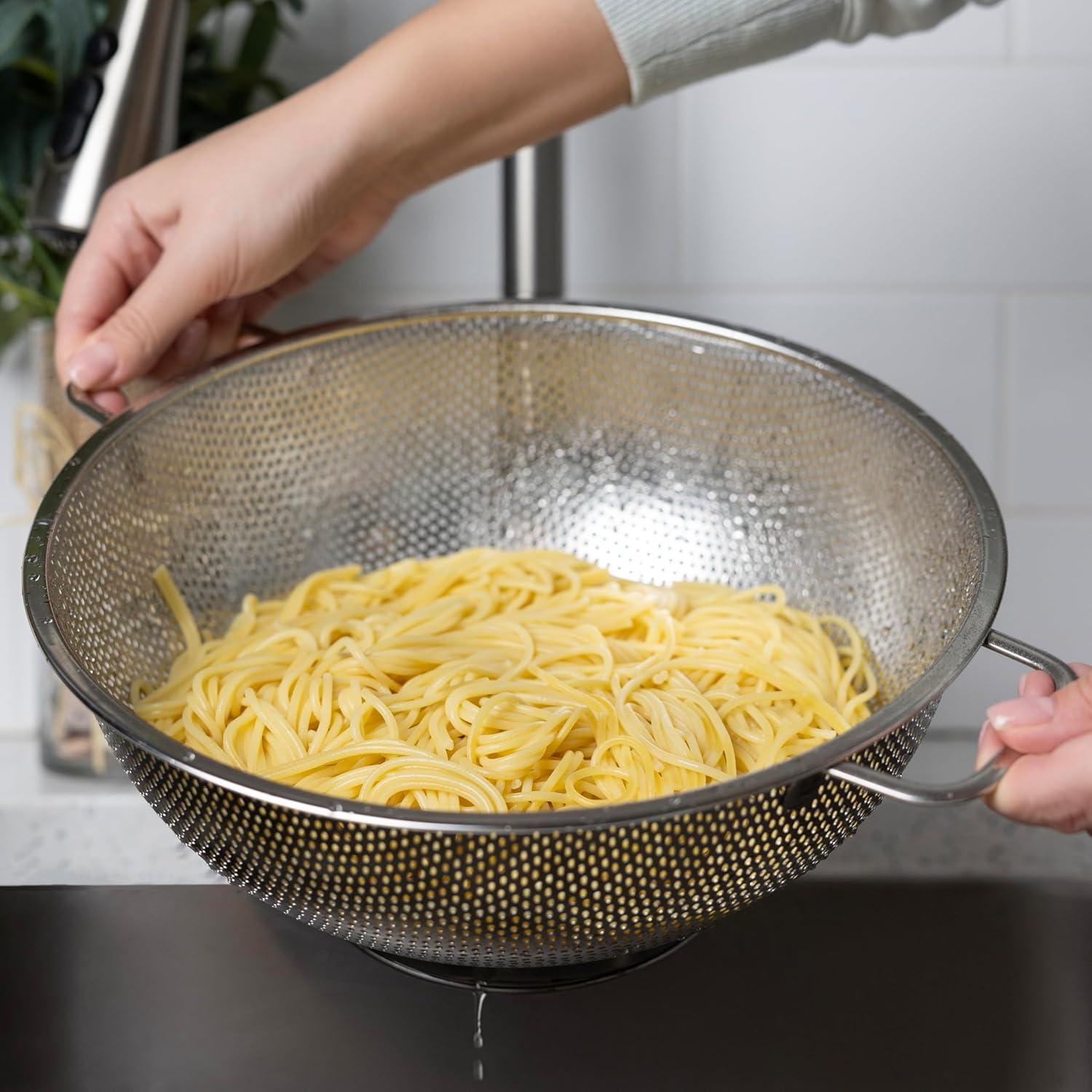 Colador Grande de Acero Inoxidable Fox Run 5 Cuartos 28 cm