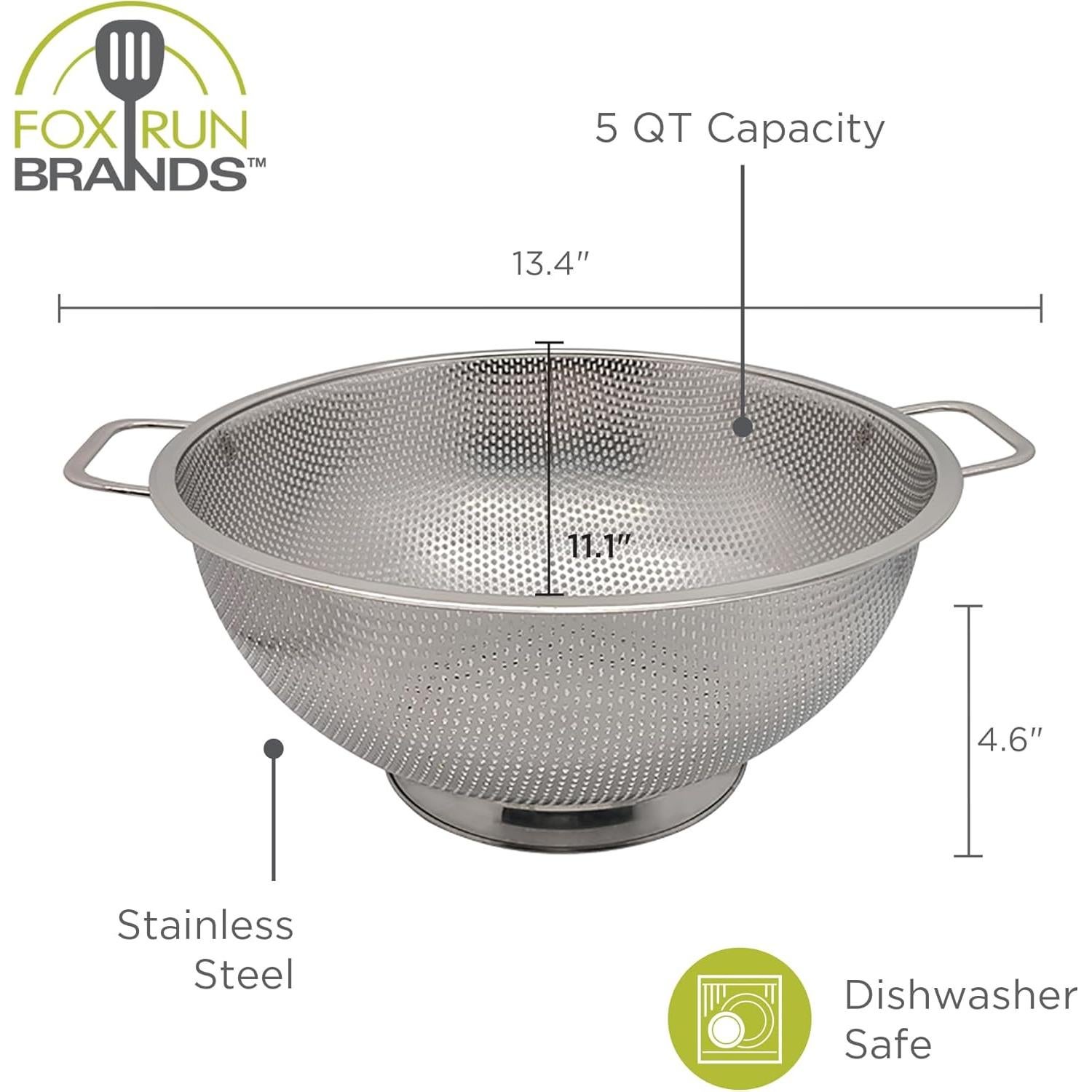 Colador Grande de Acero Inoxidable Fox Run 5 Cuartos 28 cm