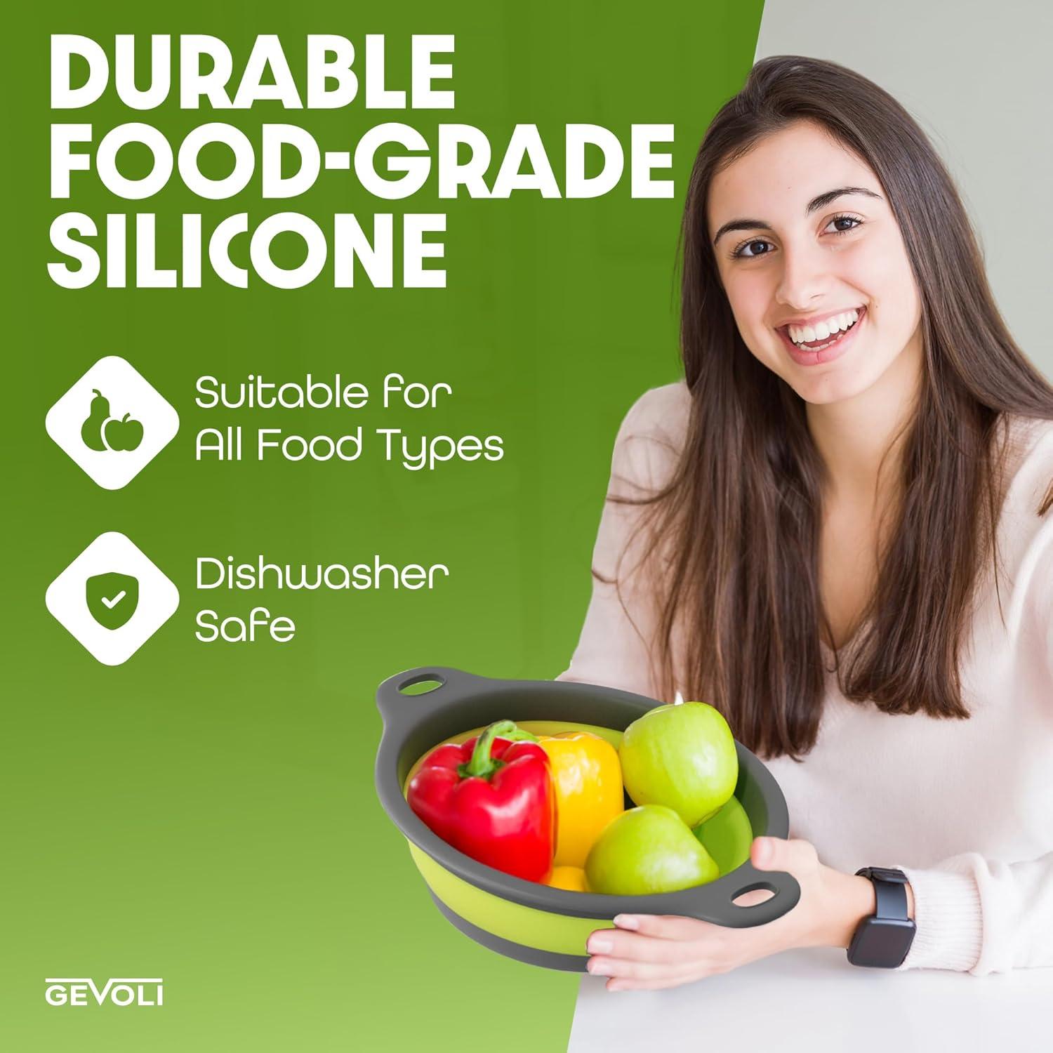 Coladores Plegables Gevoli con Base Autodrenante - Juego de 4 Piezas