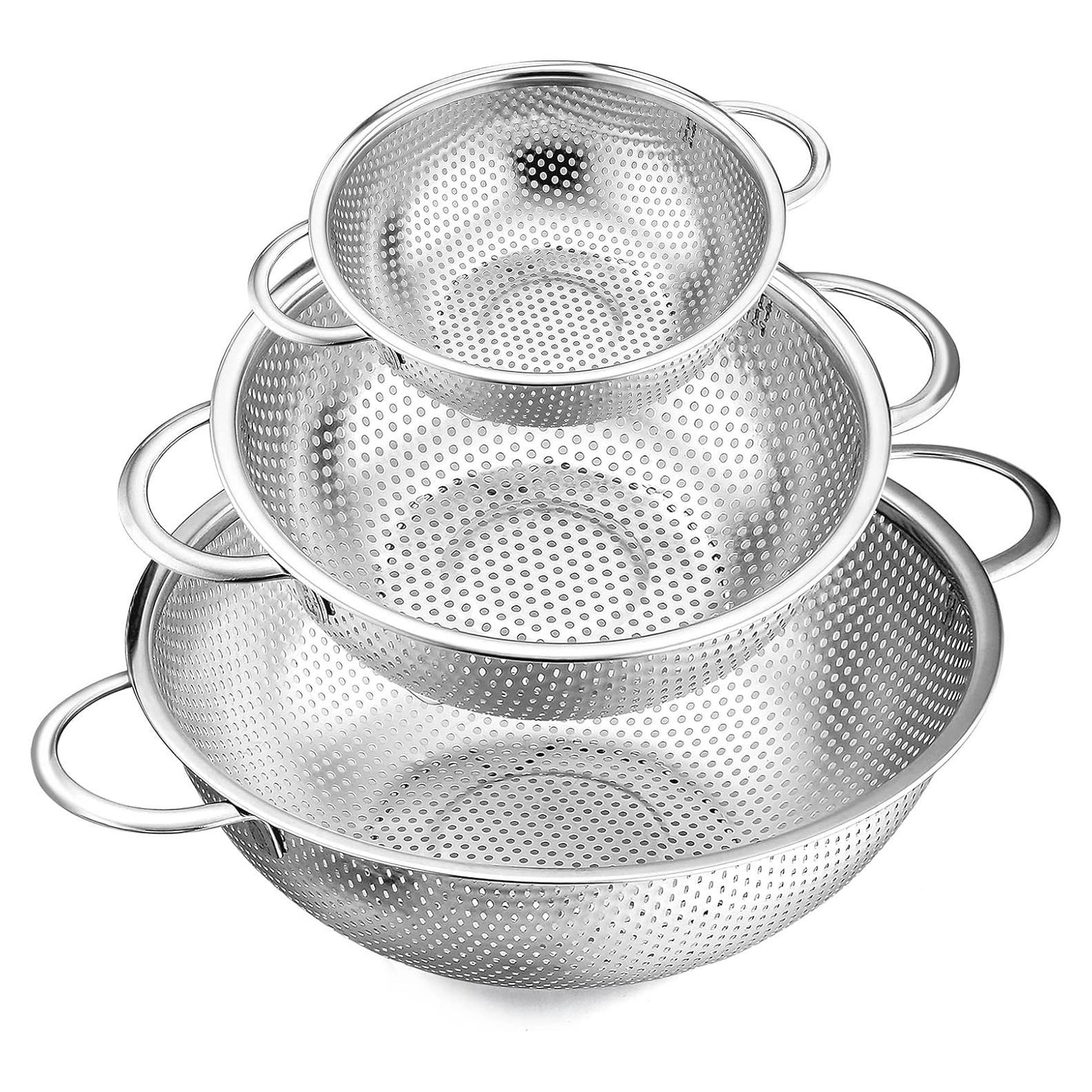 Juego de Coladores de Acero Inoxidable E-far 3 Piezas 1-3-5 QT