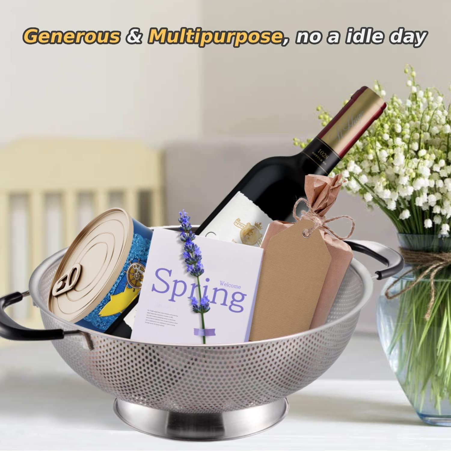 Colador de Acero Inoxidable 18/8 HIFFION 5 Qt con Mango de Silicona