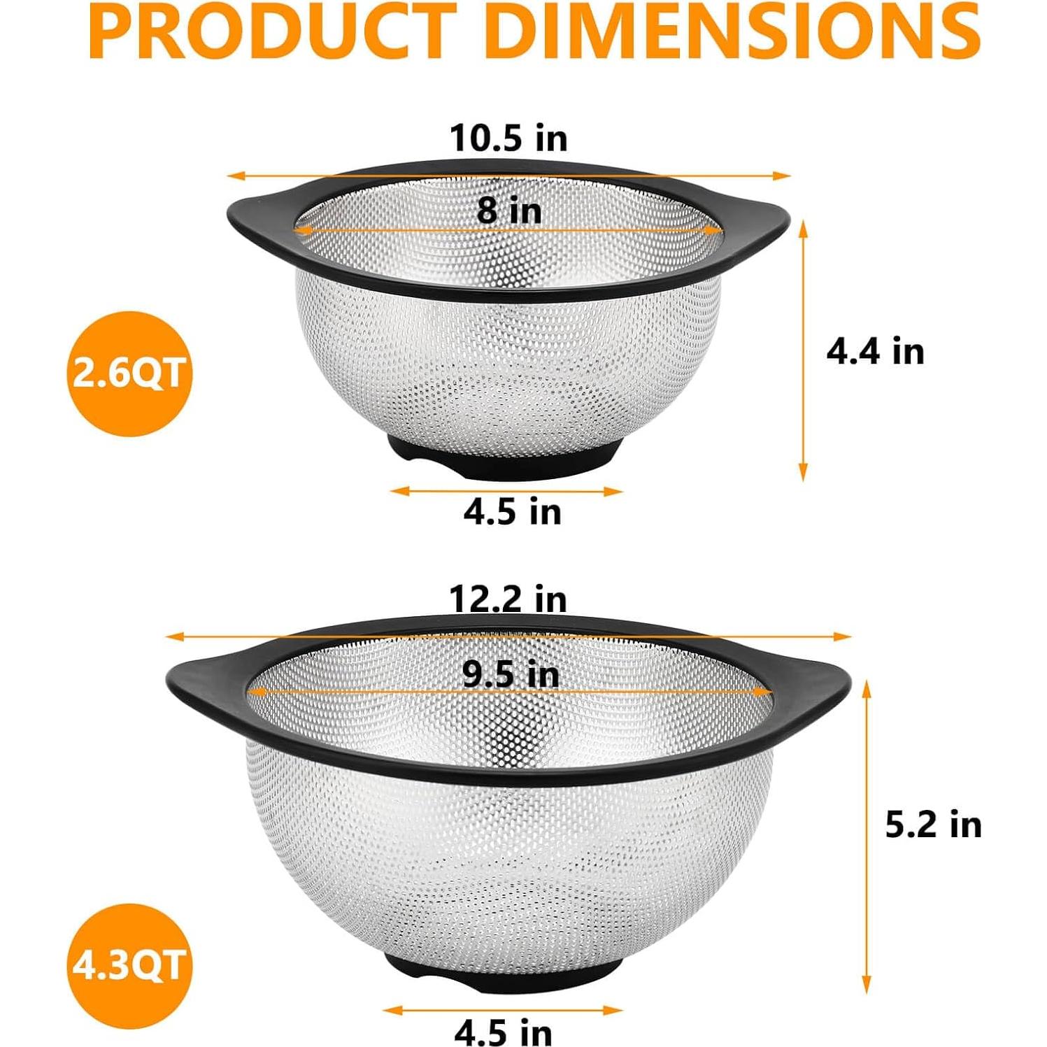 Juego de Coladores de Acero Inoxidable Rorence 2.37L y 4.07L