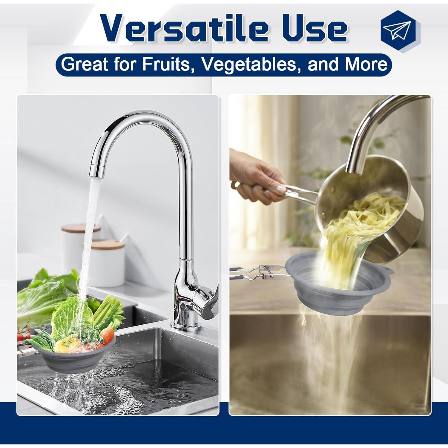 Colador Plegable de Silicona y Acero Inoxidable 17cm