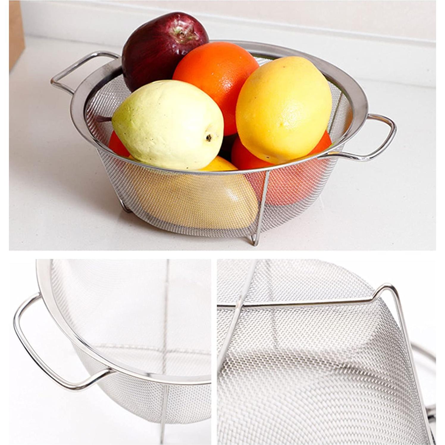 Colador de Malla de Acero Inoxidable AJIODA 25 cm 4 Cuartos