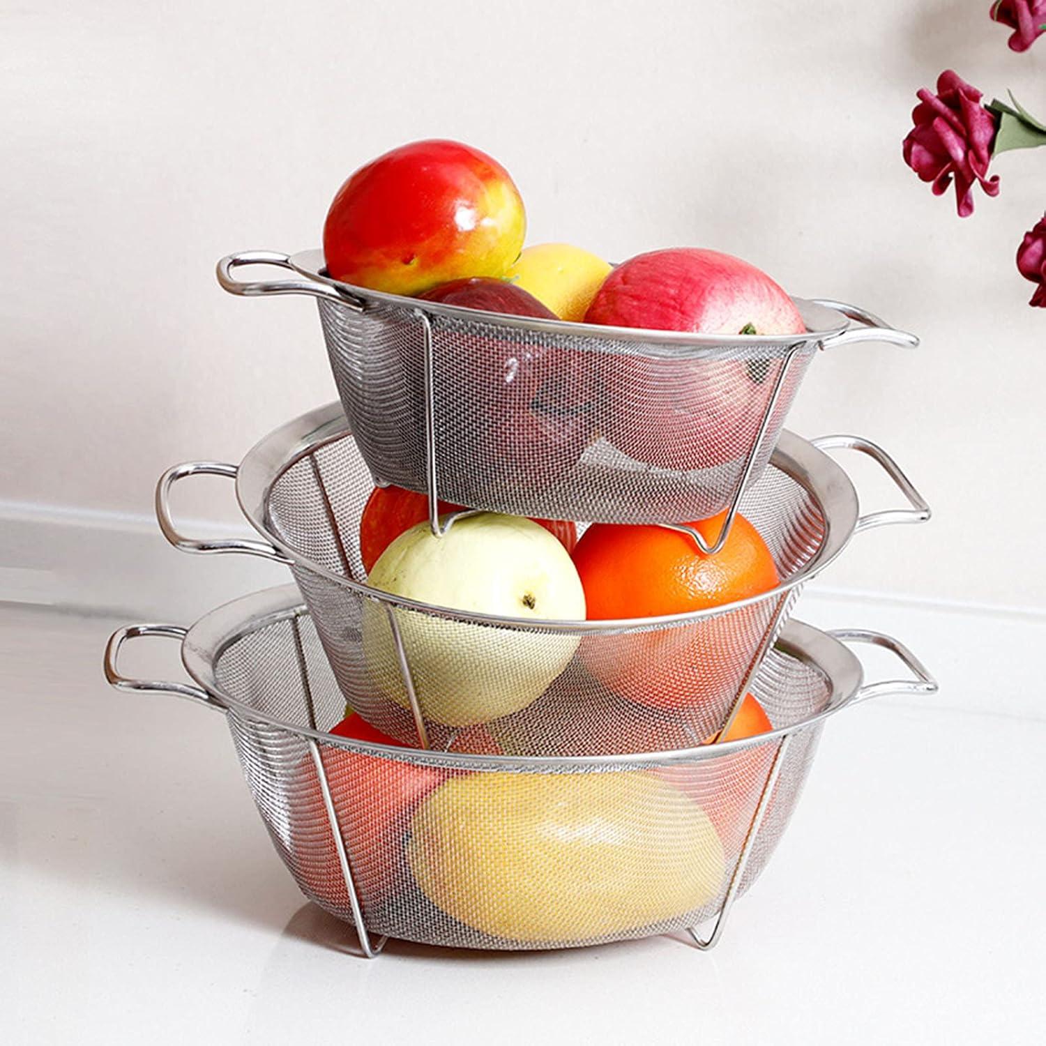 Colador de Malla de Acero Inoxidable AJIODA 25 cm 4 Cuartos