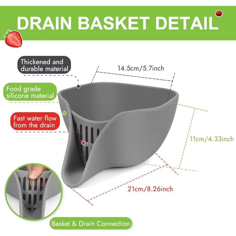 Cesta de Drenaje Multifuncional Advantez 2.4QT Silicona Gris