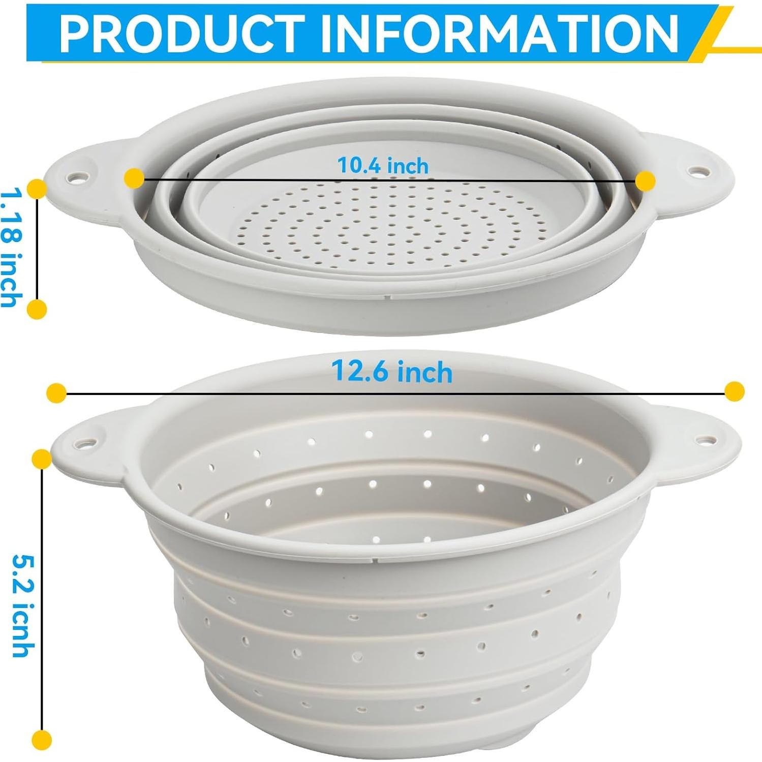 Colador Plegable de Silicona Yqlinnn 26.4 cm Apto Lavavajillas