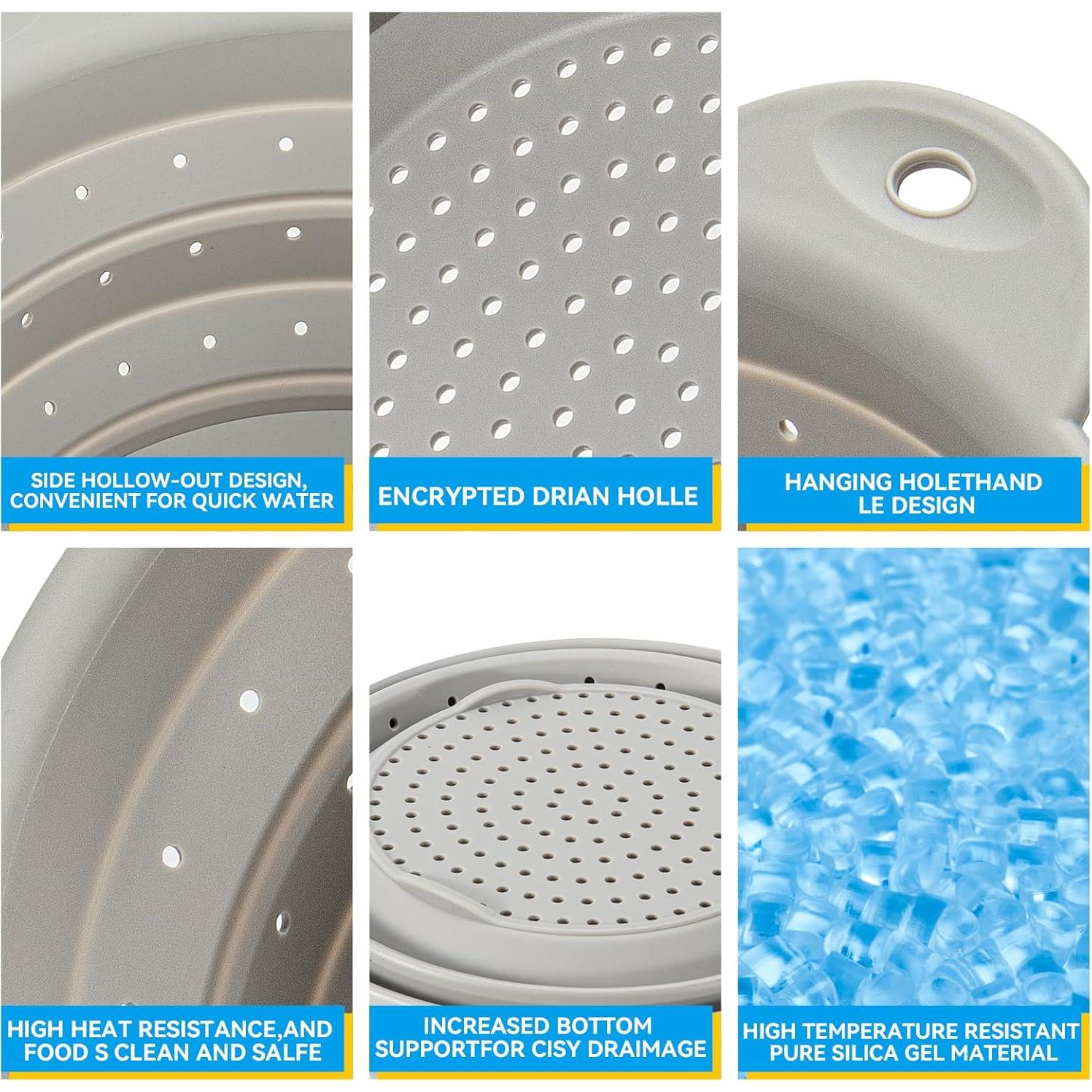 Colador Plegable de Silicona Yqlinnn 26.4 cm Apto Lavavajillas