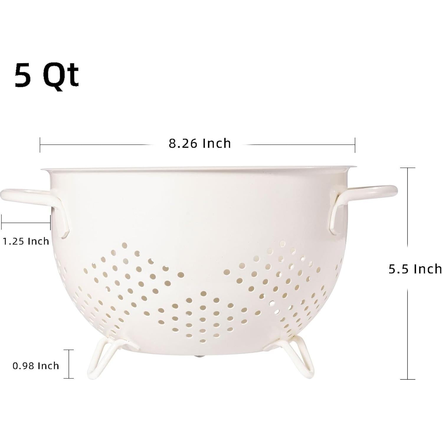 Colador de Metal BeFare 4.54L con Base y Doble Mango Crema