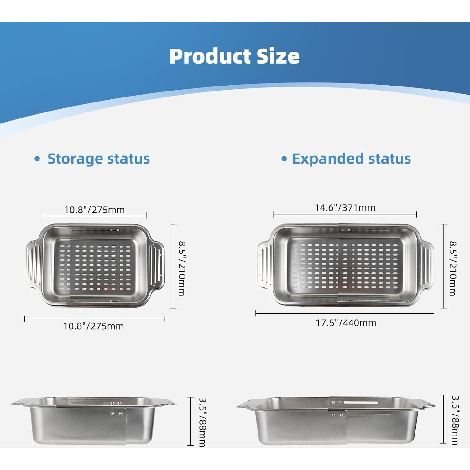 Colador de Fregadero Extensible Hygie Rinse Acero Inoxidable