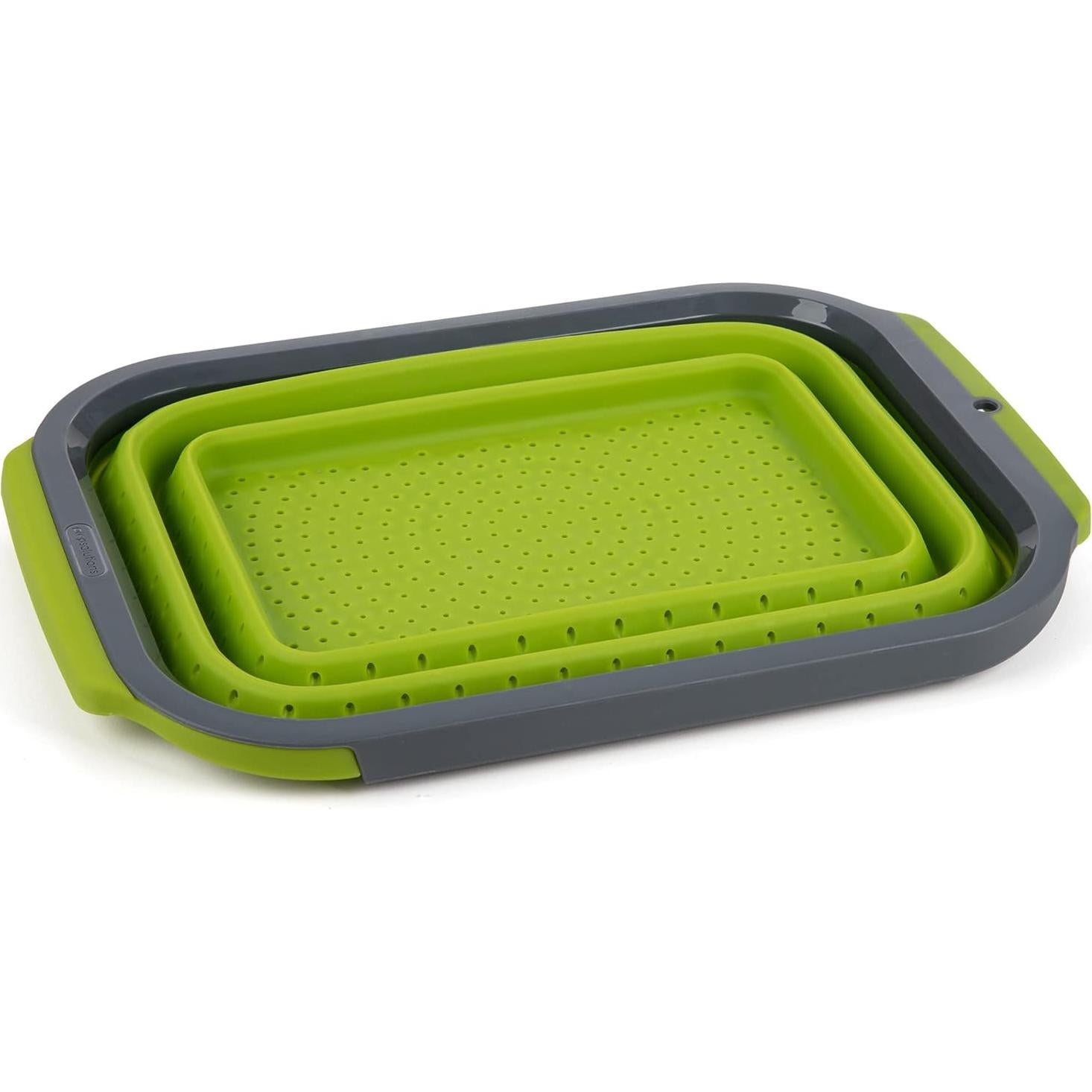 Colador Plegable de Silicona 6 Qt PrepSolutions Verde/Negro