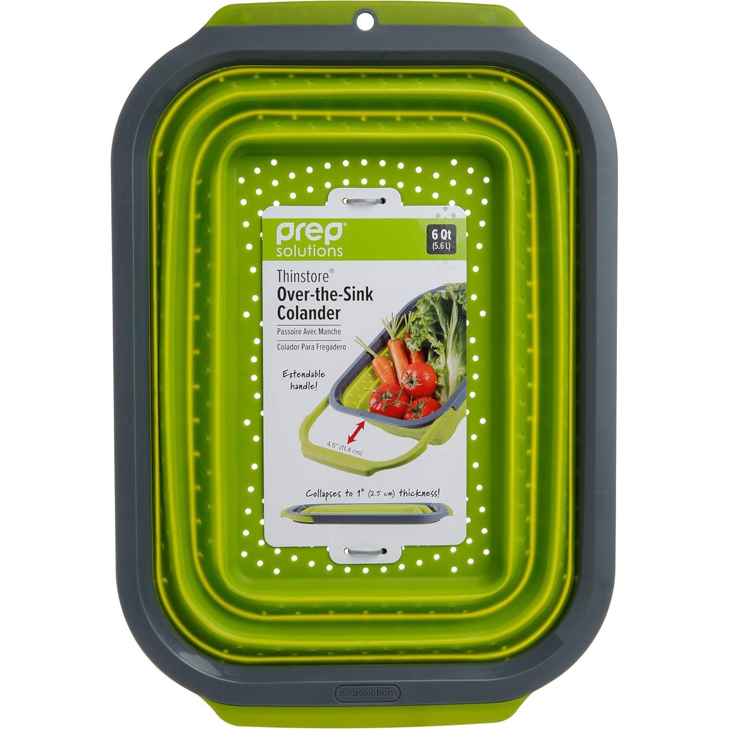 Colador Plegable de Silicona 6 Qt PrepSolutions Verde/Negro