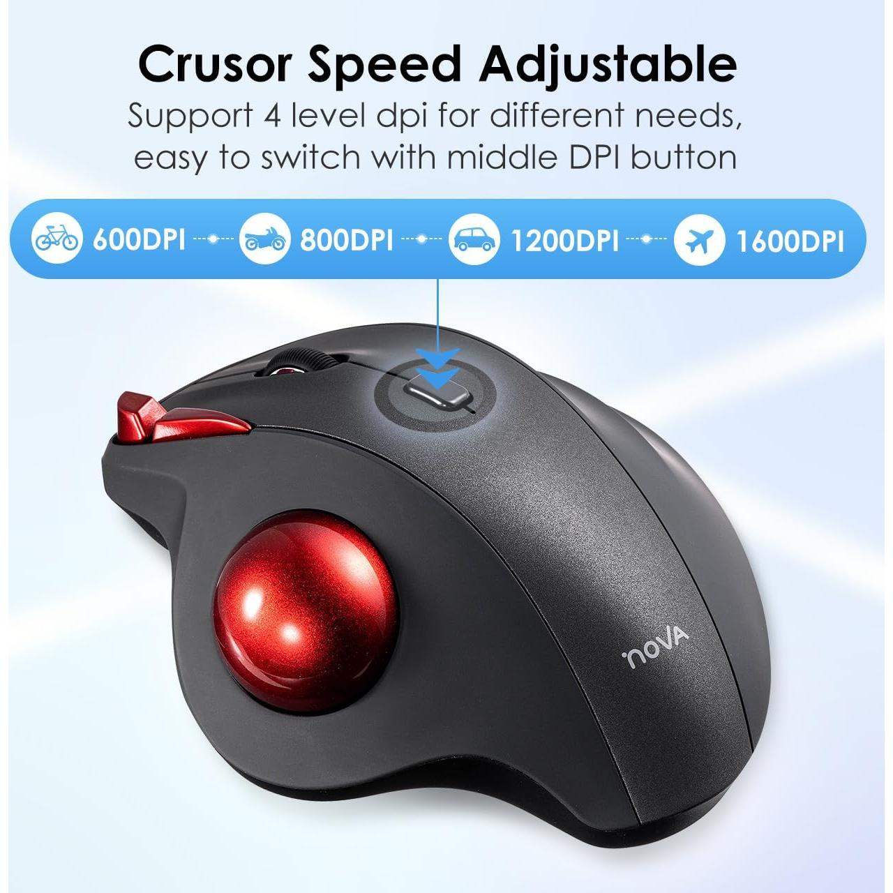 SANWA Ratón Trackball Bluetooth Ergonómico 600-1600 DPI