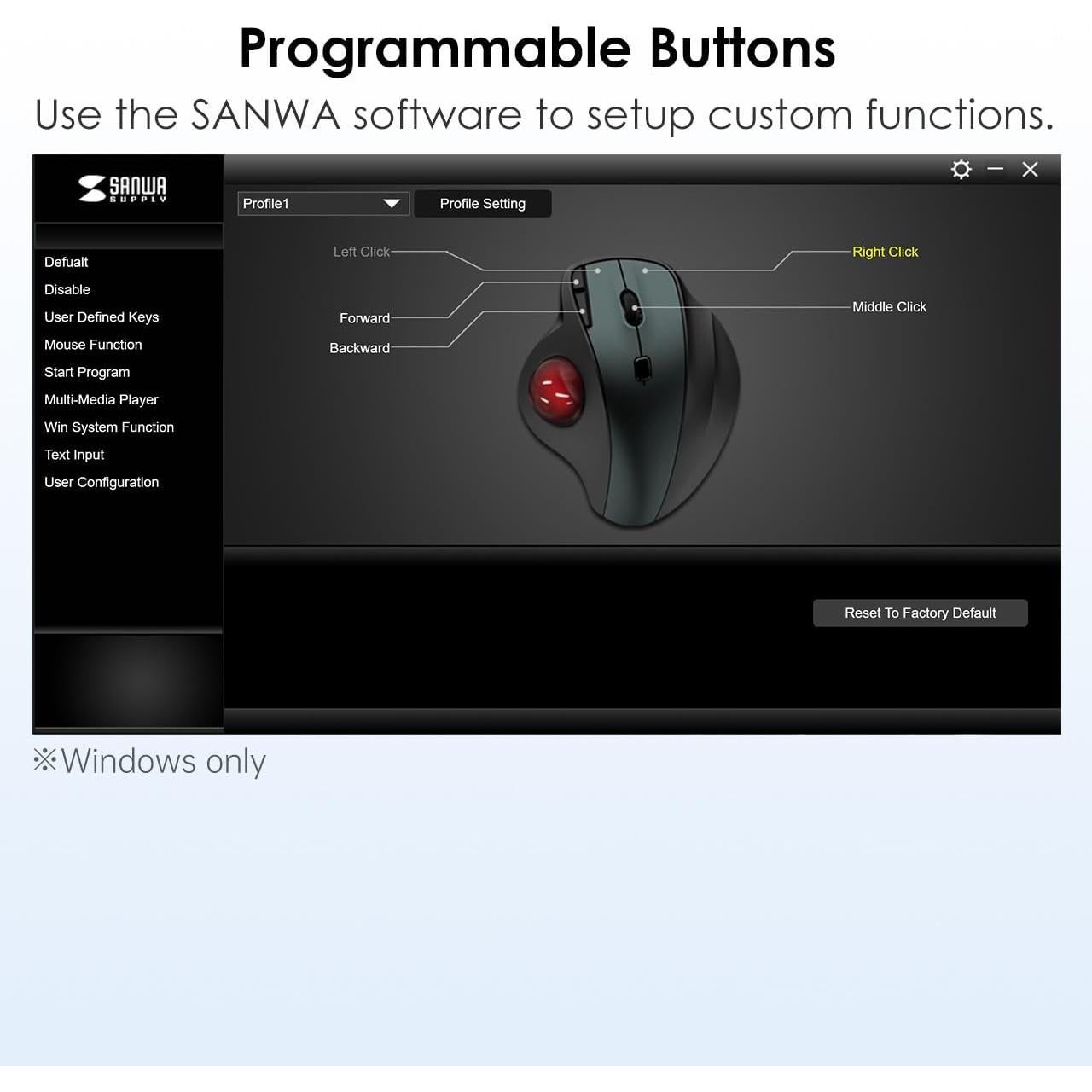 SANWA Ratón Trackball Bluetooth Ergonómico 600-1600 DPI