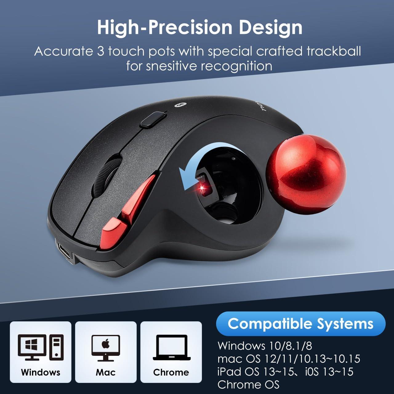 SANWA Ratón Trackball Bluetooth Ergonómico 600-1600 DPI