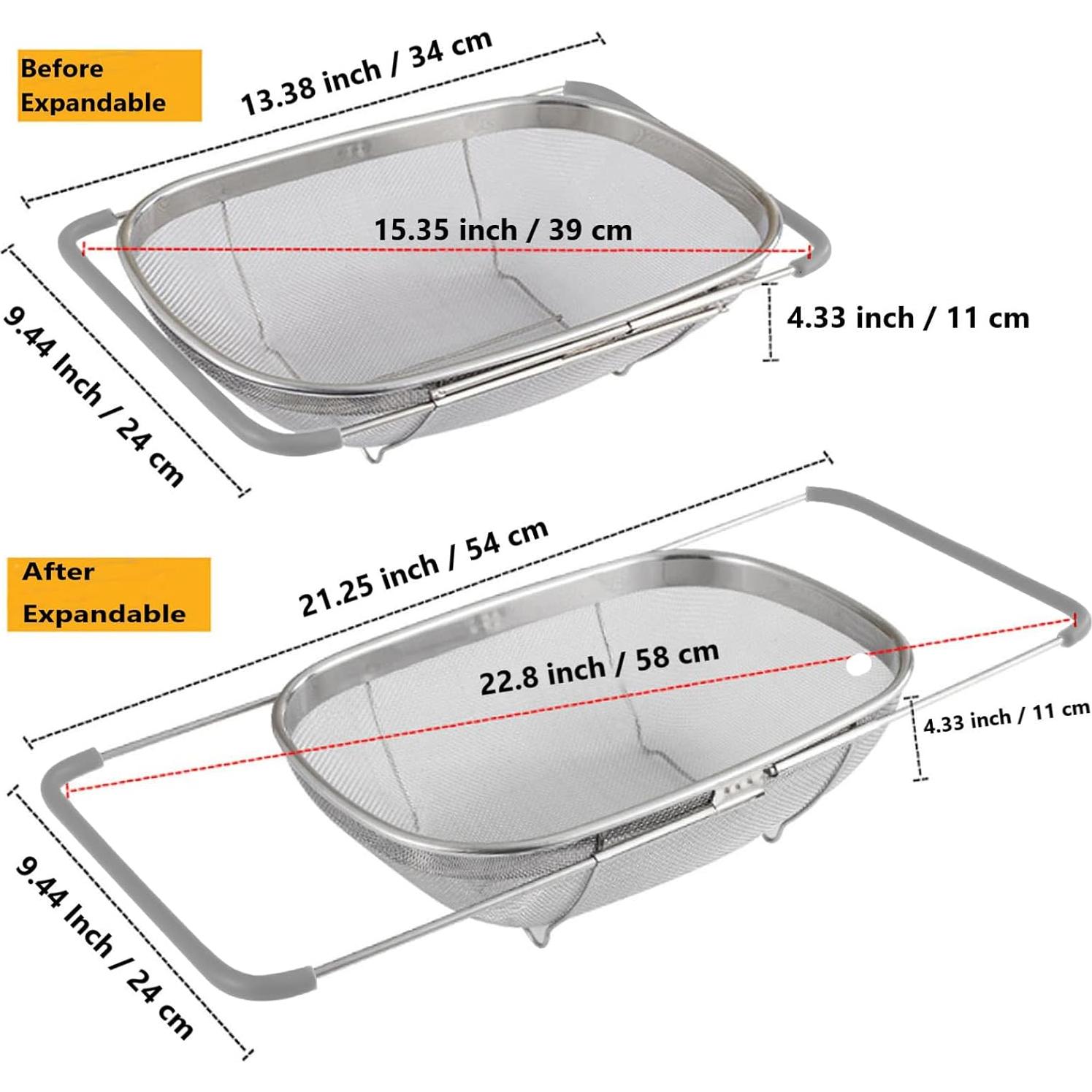Colador Ovalado de Acero Inoxidable AJIODA 6 Cuartos Expandible