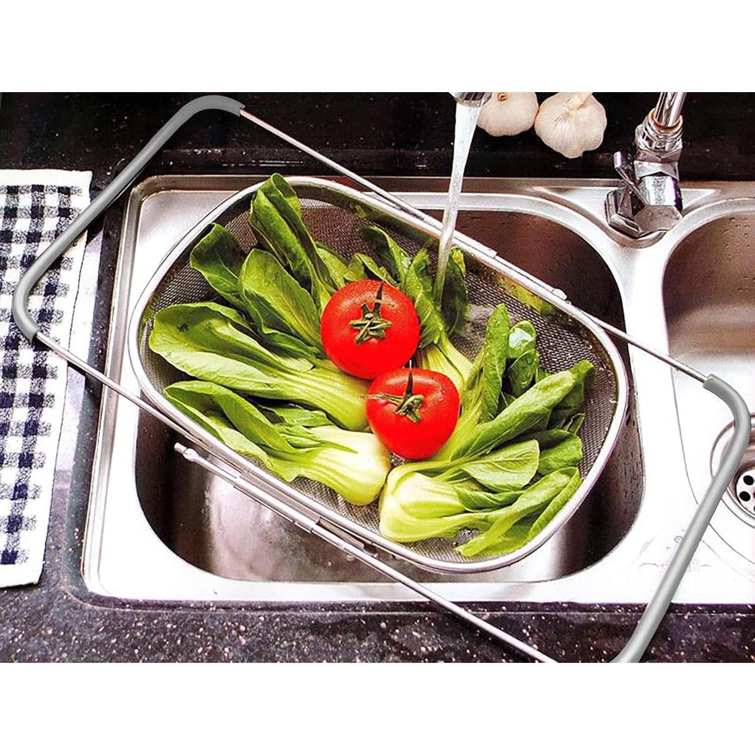 Colador Ovalado de Acero Inoxidable AJIODA 6 Cuartos Expandible