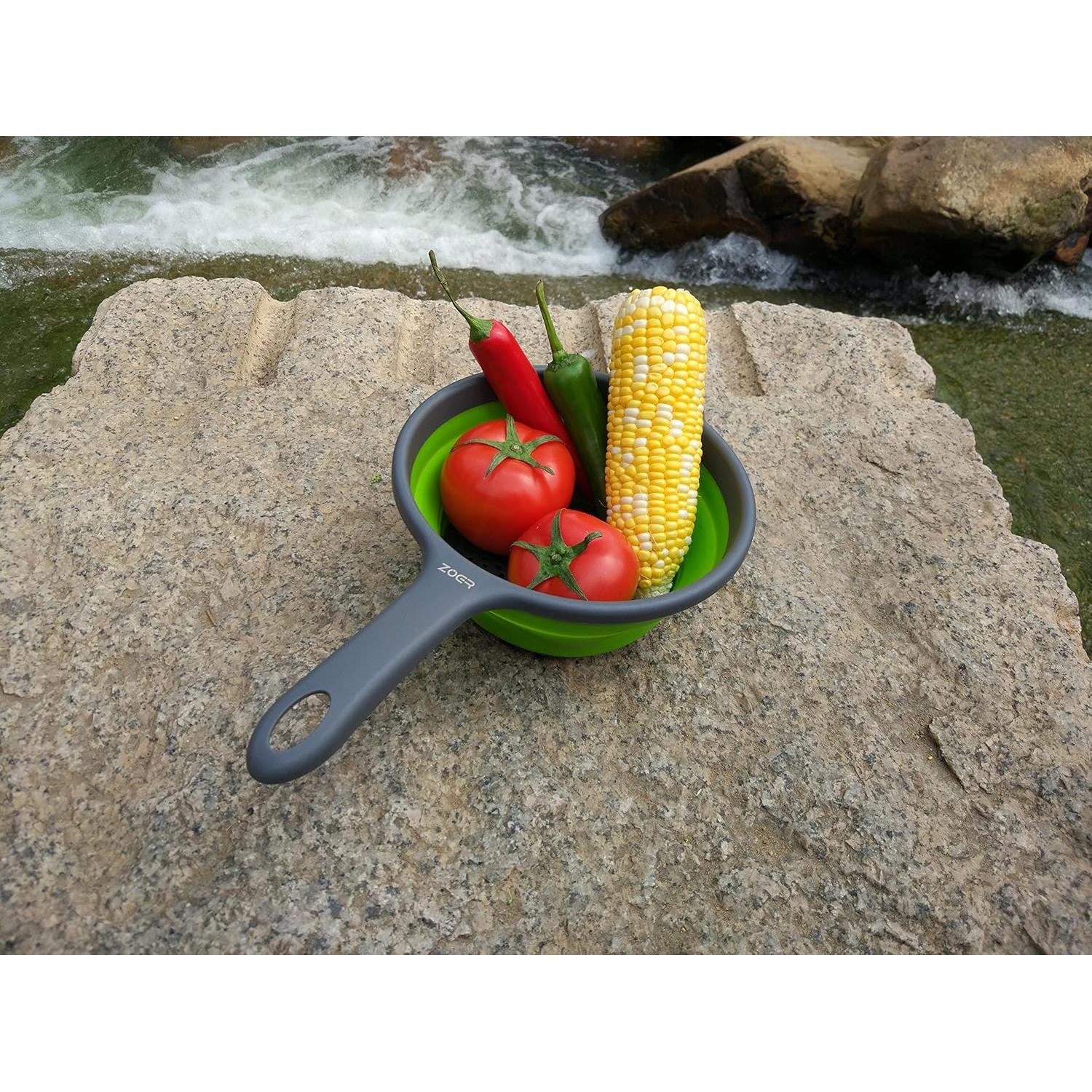 Colador de Pasta Plegable ZOER de Silicona Verde 2L