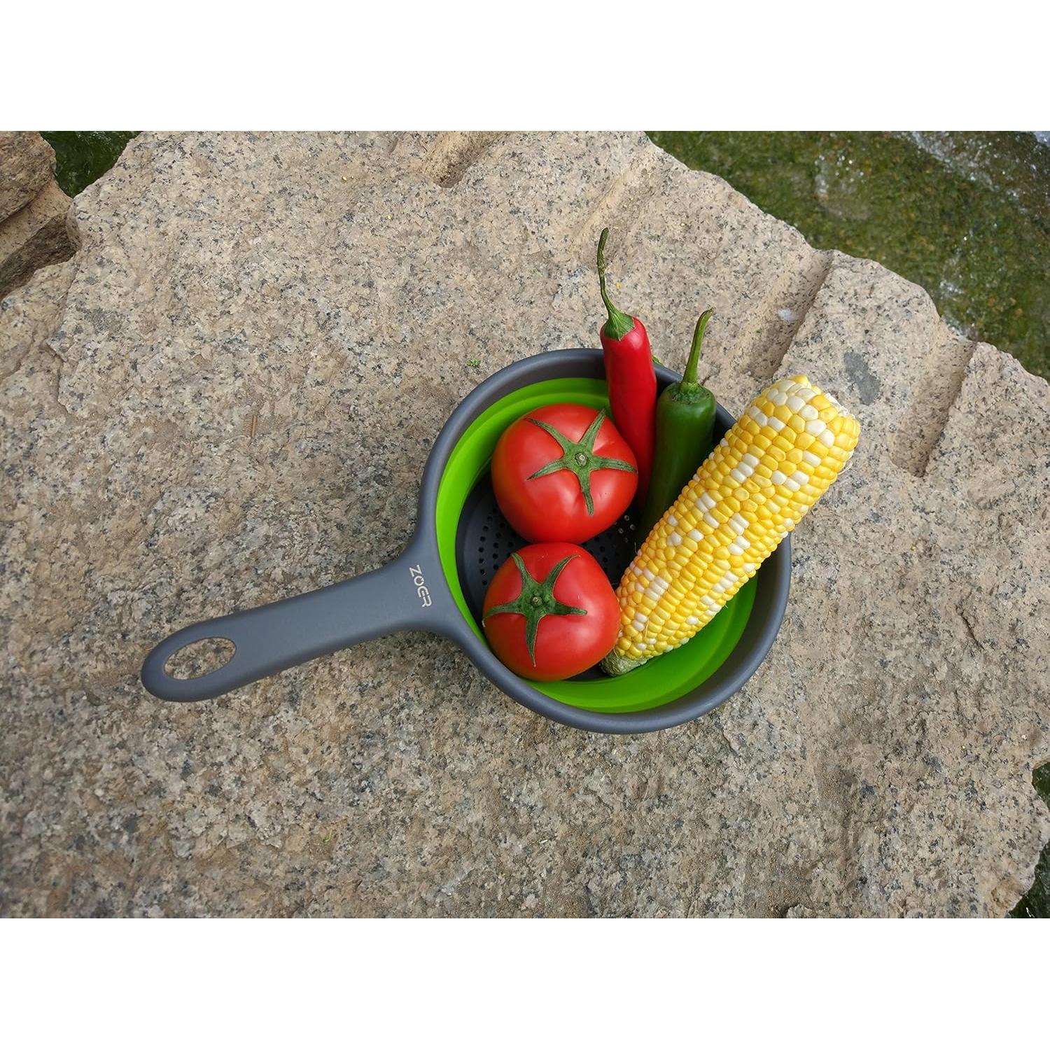 Colador de Pasta Plegable ZOER de Silicona Verde 2L