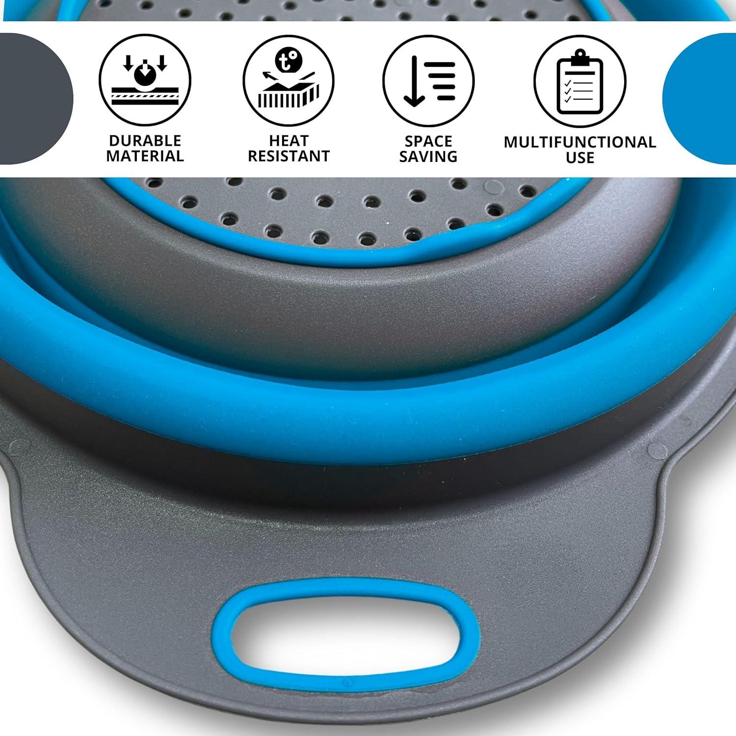 Juego de Coladores Plegables YARRD Azul - 2 PZS Silicona