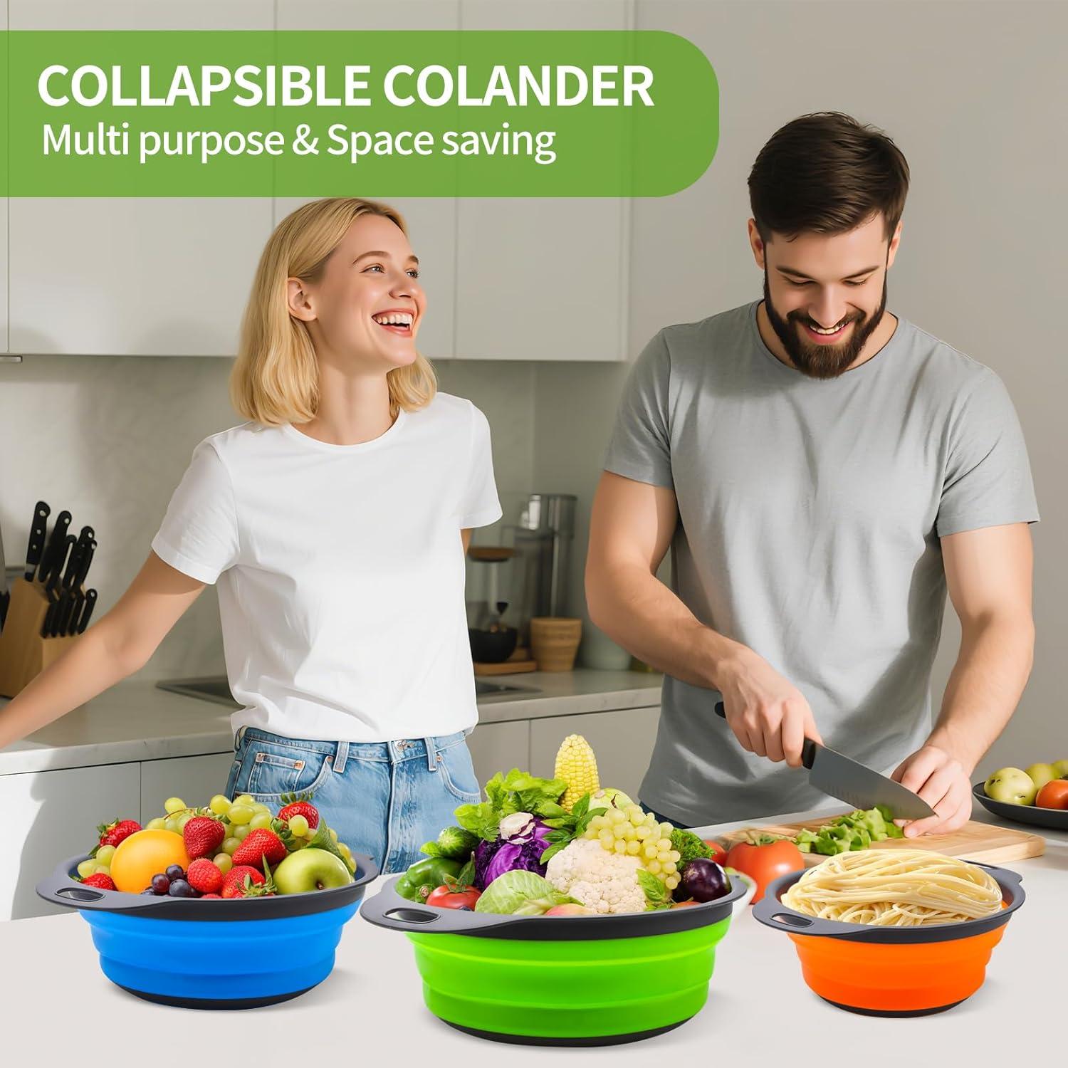 Juego de Coladores Colapsables ZENOVIC 2/4/6 QT Silicona