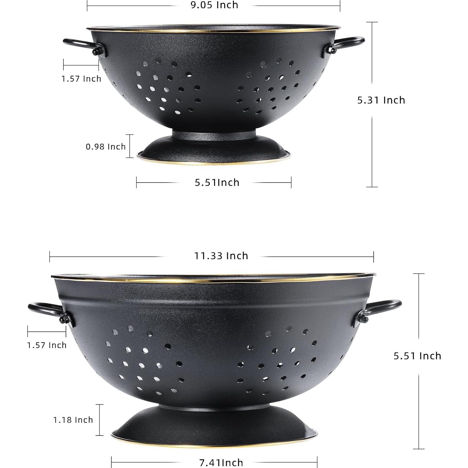 Juego de Coladores de Metal BeFare 2 Piezas 2.8L y 4.7L Negro