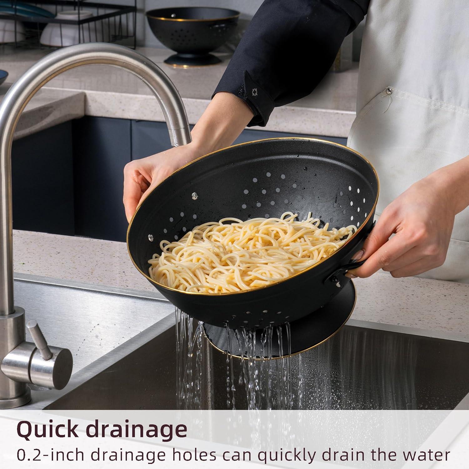 Juego de Coladores de Metal BeFare 2 Piezas 2.8L y 4.7L Negro