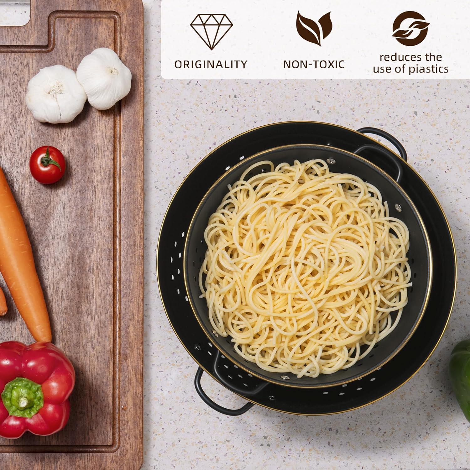 Juego de Coladores de Metal BeFare 2 Piezas 2.8L y 4.7L Negro