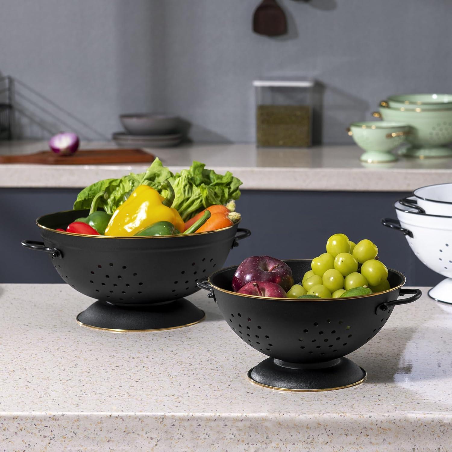 Juego de Coladores de Metal BeFare 2 Piezas 2.8L y 4.7L Negro